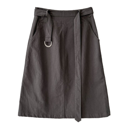 Korean high-waisted hip-wrapped buckle skirt for women's 26 early spring new commuting intelligence and thin A-word skirt