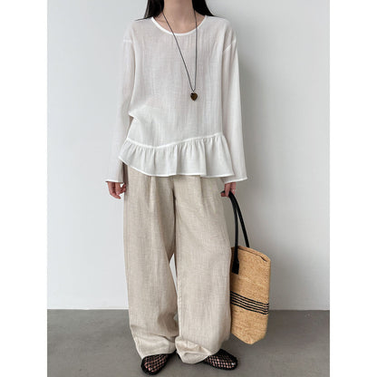 Korean gentle ruffle leaf top