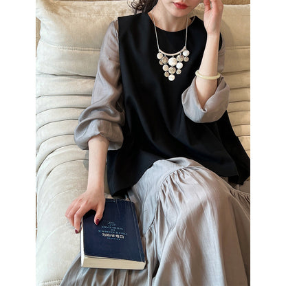 Tencel fabric~ French design fishtail dress autumn new loose and gentle long skirt