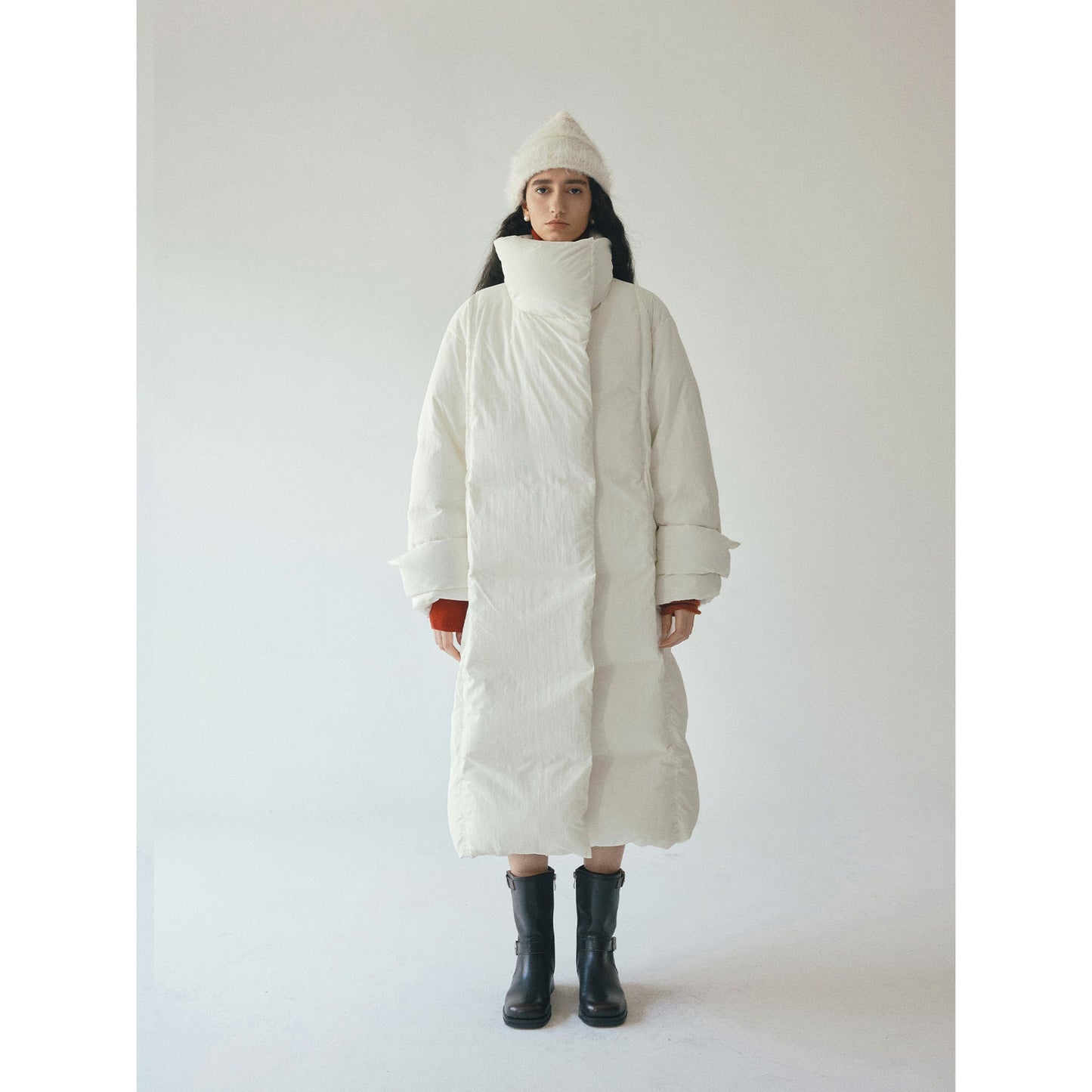 Winter new 90 white duck down stand-up collar lace-up matte matte texture down jacket