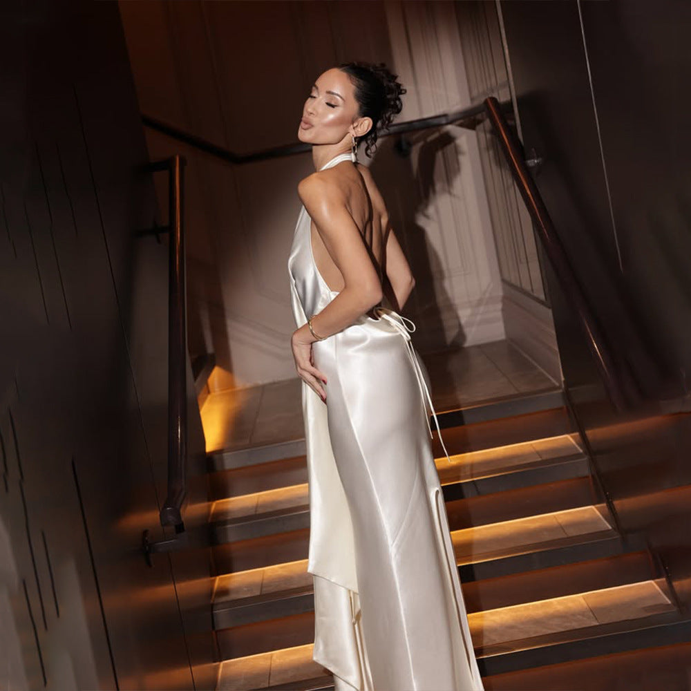 Halter V-Neck Maxi Dress