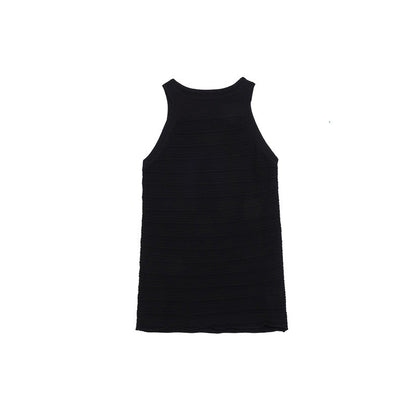 Halter Neck Knit Vest Women Sleeveless Slim Fit Cut-Out Tank Top