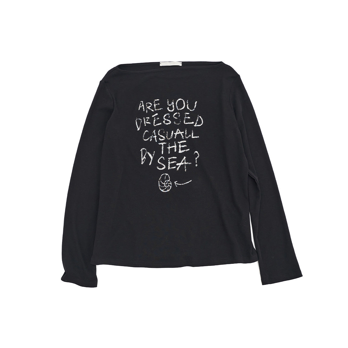 Spring new casual simple and easy solid color letter printing one word shoulder versatile T-shirt
