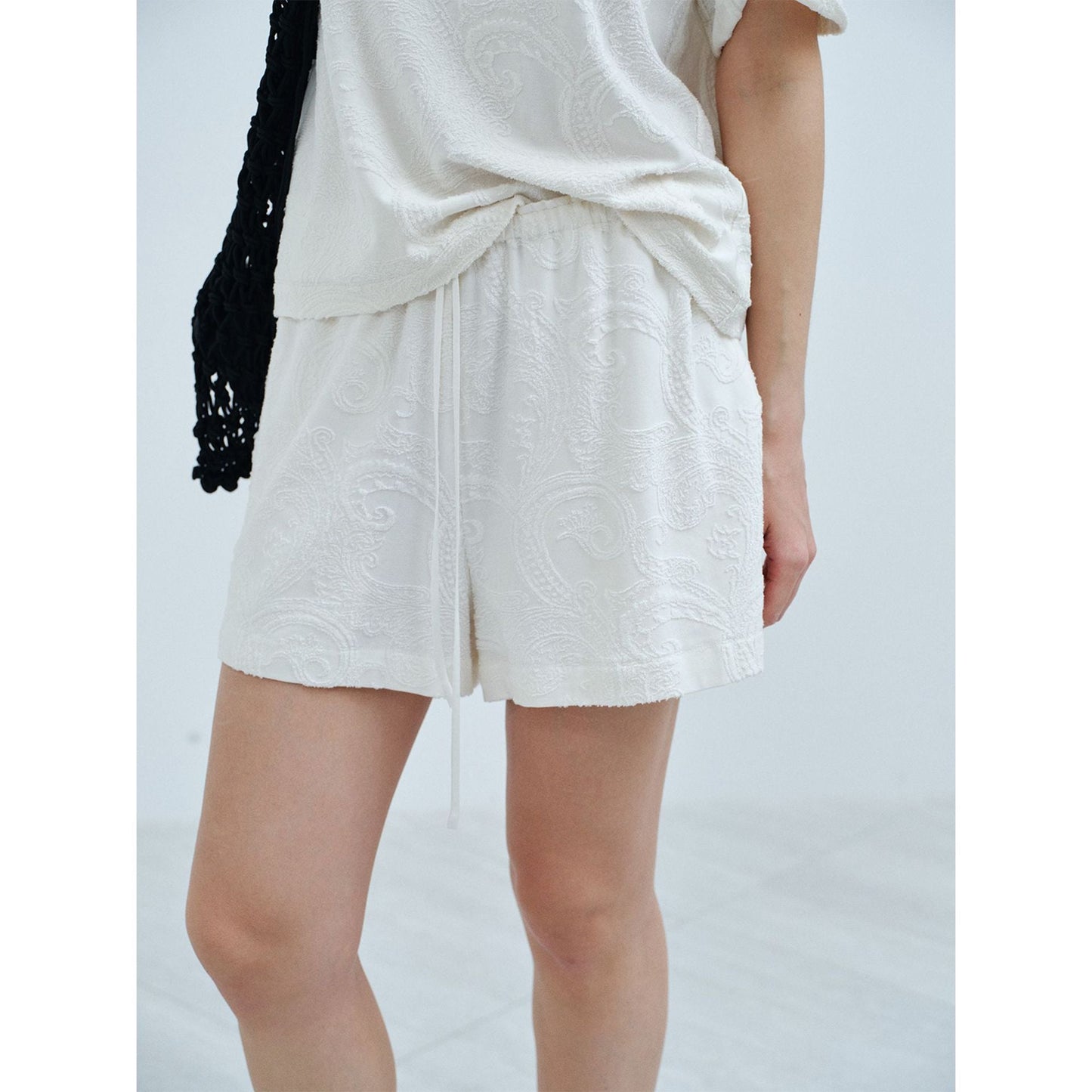 Spring new design Modal wool retro cashew flower texture shorts