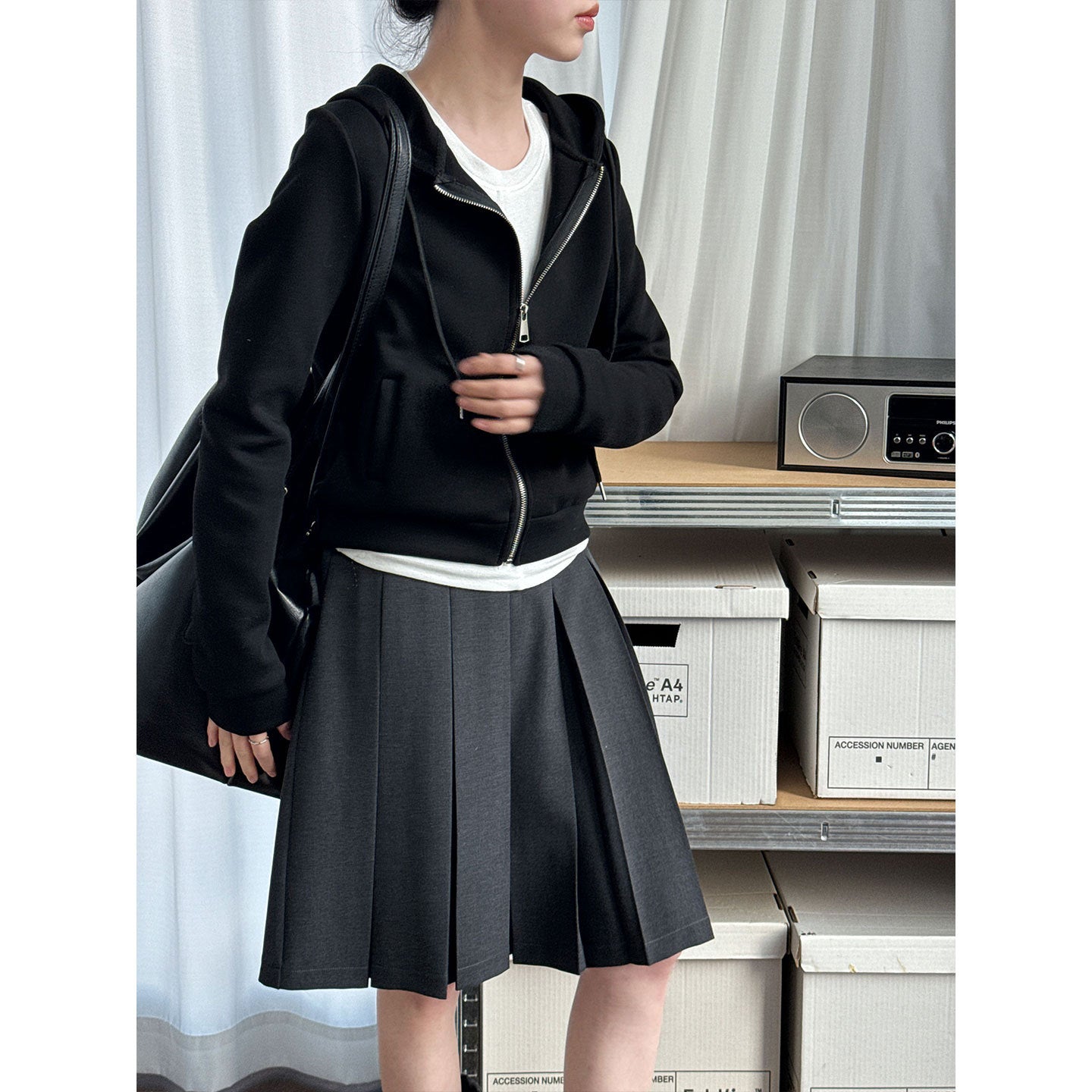 Korean hooded short zipper sports sweater women's early spring new casual versatile jacket