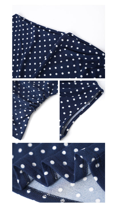 Early Spring Fashion Slim-Fit Women's T-Shirt Swinging Neck Polka Dot Sleeveless Top