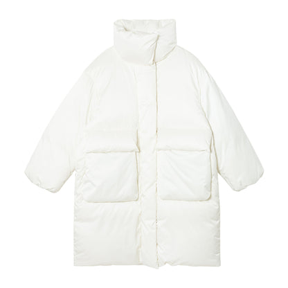 Winter 90 white duck down stand-up collar three-dimensional pocket down jacket