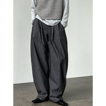 Korean lazy wind silhouette scimitar suit pants women's 2025 autumn new mopping wide-leg trousers 1702