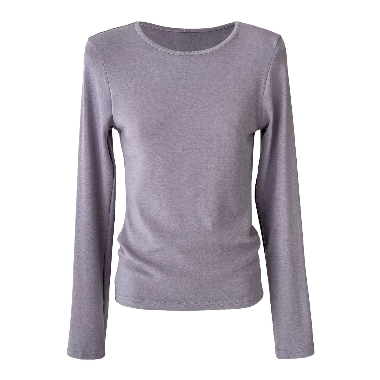 Basic solid color simple front shoulder versatile slim-fitting bottoming shirt women's early spring new stacked wear T-shirt