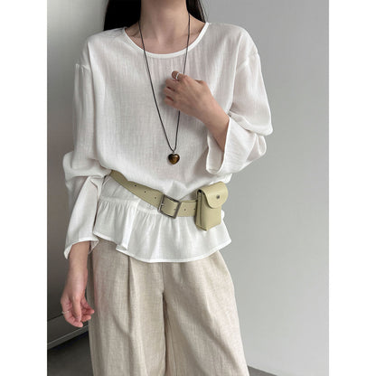 Korean gentle ruffle leaf top