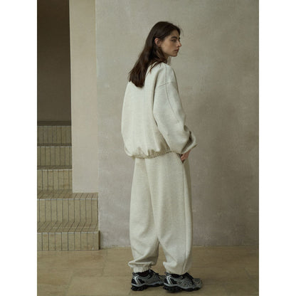 Autumn elastic waist variegated twill cotton three-dimensional silhouette sweatpants