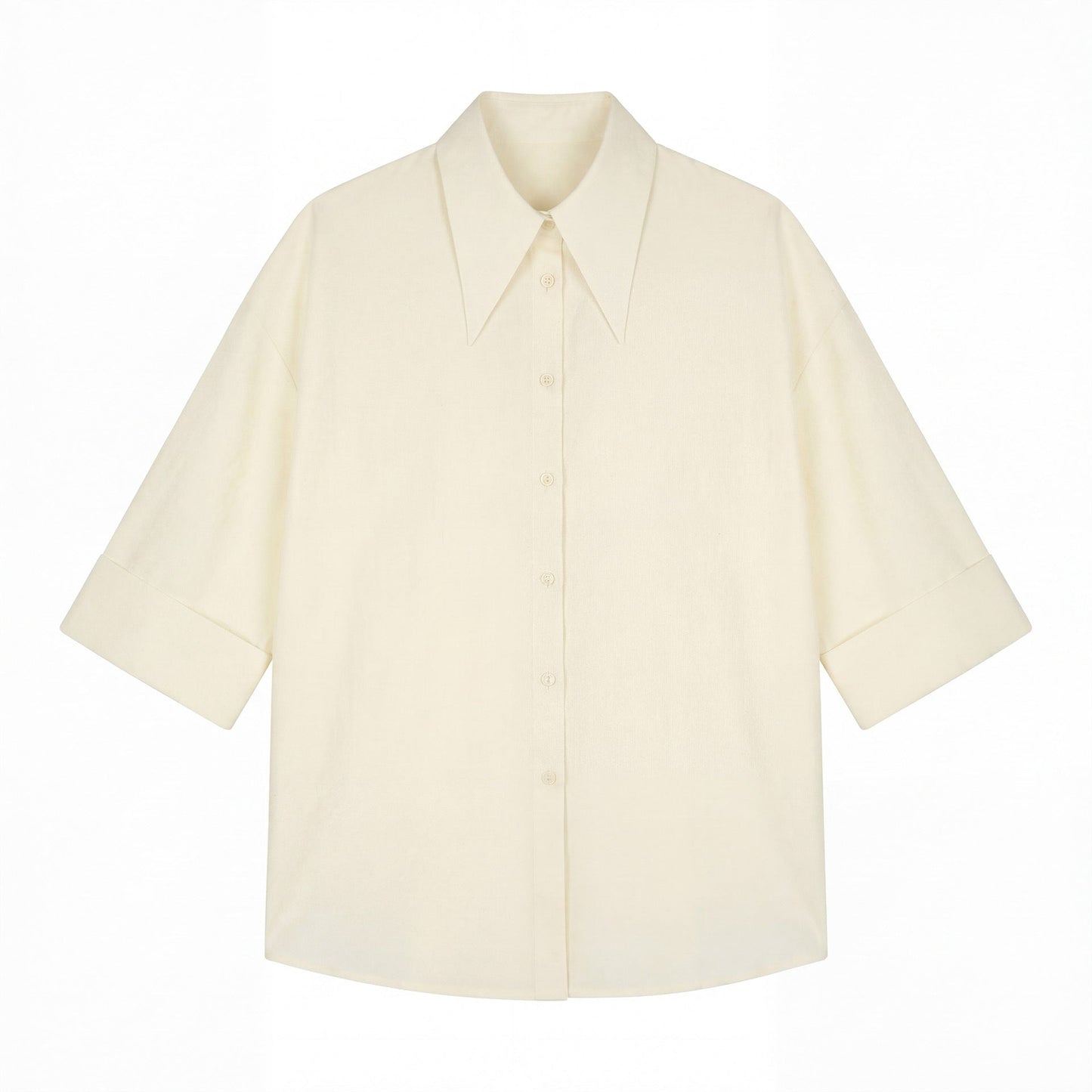 Fleece Tencel Polka Dot Seven-Sleeve Shirt