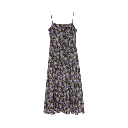 Holiday backless suspender floral dress long dress