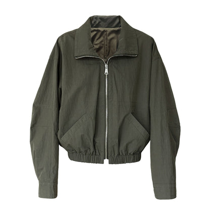 American retro short jacket jacket women's spring new stand-up collar loose outdoor tooling top
