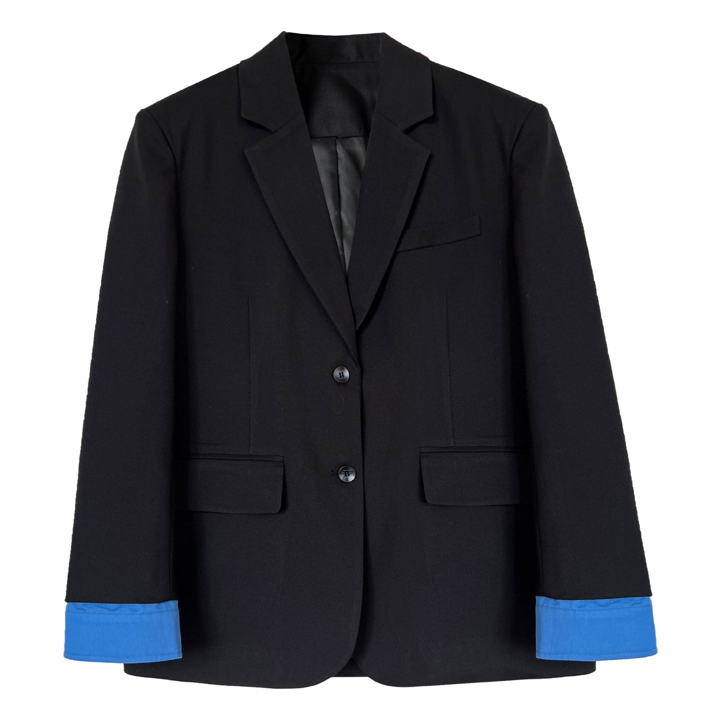 Premium temperament blazer women's spring new color matching cuffs loose casual suit top