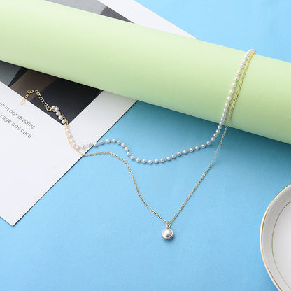 Internet celebrity retro ins simple double pearl bracelet female, cold port style fashionable pearl bracelet