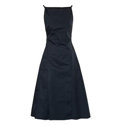 French temperament one-word collar waist thin dress women's summer new simple Muse fan
