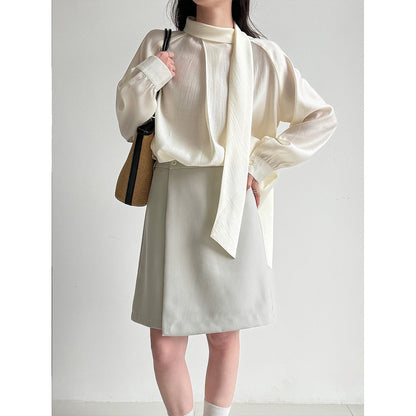 Design sense suit skirt 26 spring new a-shaped skirt thin asymmetrical small skirt