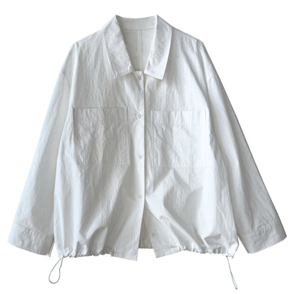 Korean temperament double pocket Polo collar casual shirt women's spring new versatile stacked shirt