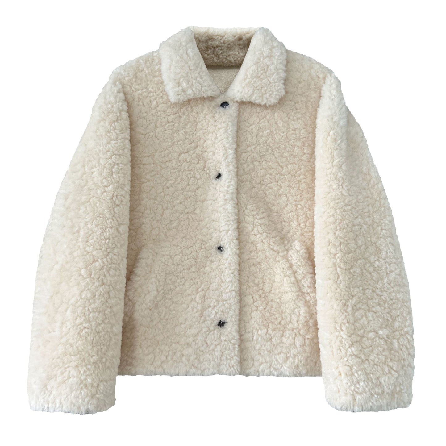 Korean lapel fur lambswool coat women's winter new warm plush eco-friendly fur top