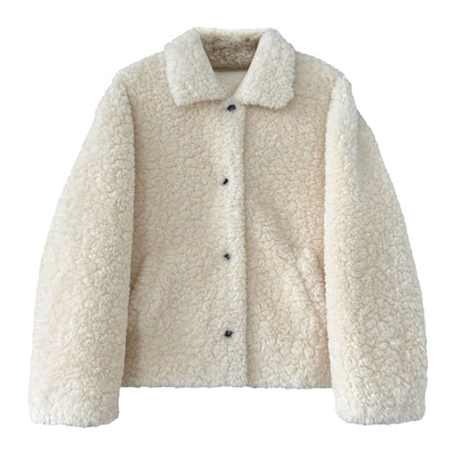Korean lapel fur lambswool coat women's winter new warm plush eco-friendly fur top
