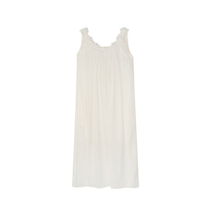 Three-dimensional flower sleeveless suspender dress
