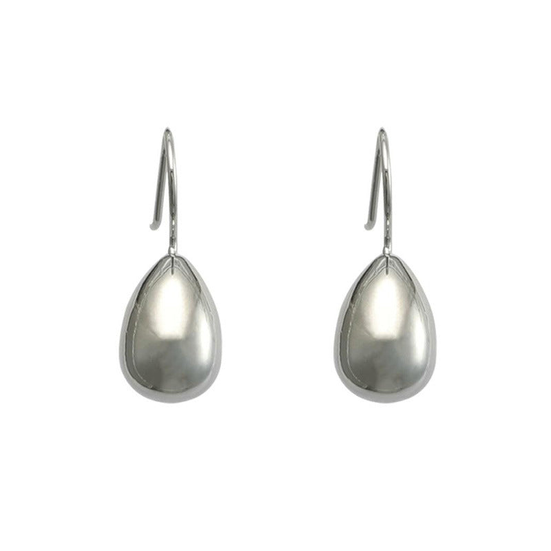 Small Silver Egg Series Water Drop French Simple Versatile European and American Metal Temperament High Cold Fashion Earrings Earrings Earrings