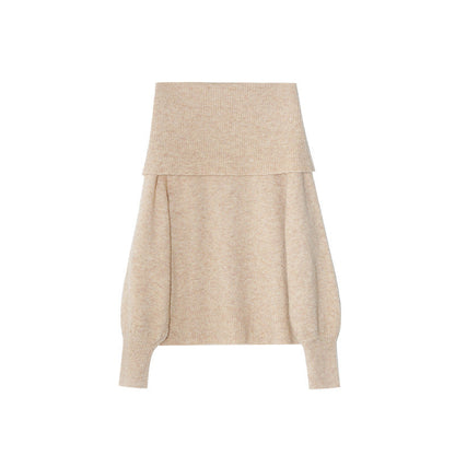 Lazy Korean fashion one-word shoulder long-sleeved pullover sweater