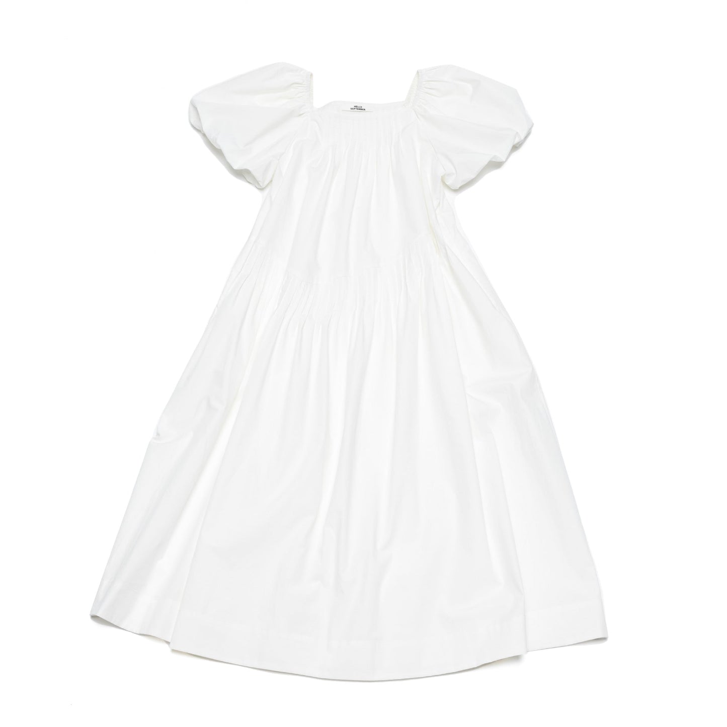 Summer new casual square collar cotton long loose tucker pleated long proportion dress