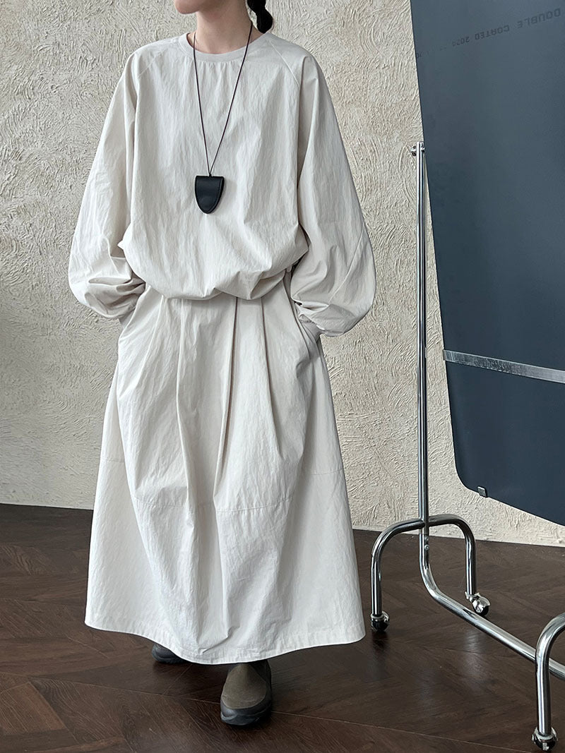 Japanese sports style round neck sweater skirt set