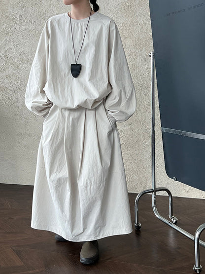Japanese sports style round neck sweater skirt set