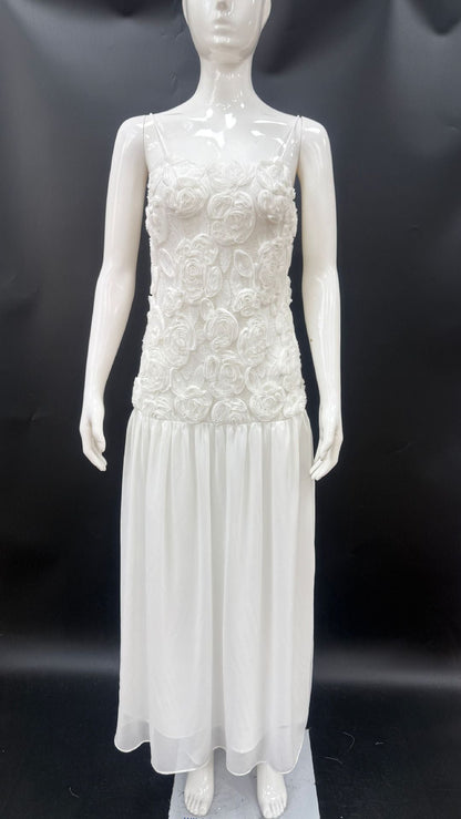 Women's new fashion celebrity chiffon long dress three-dimensional flower splicing suspender dress