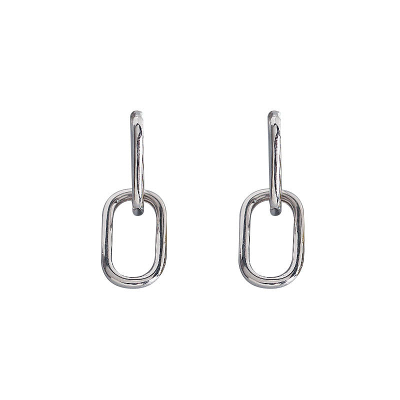 Oval Earrings Simple Metal Style Removable Earrings