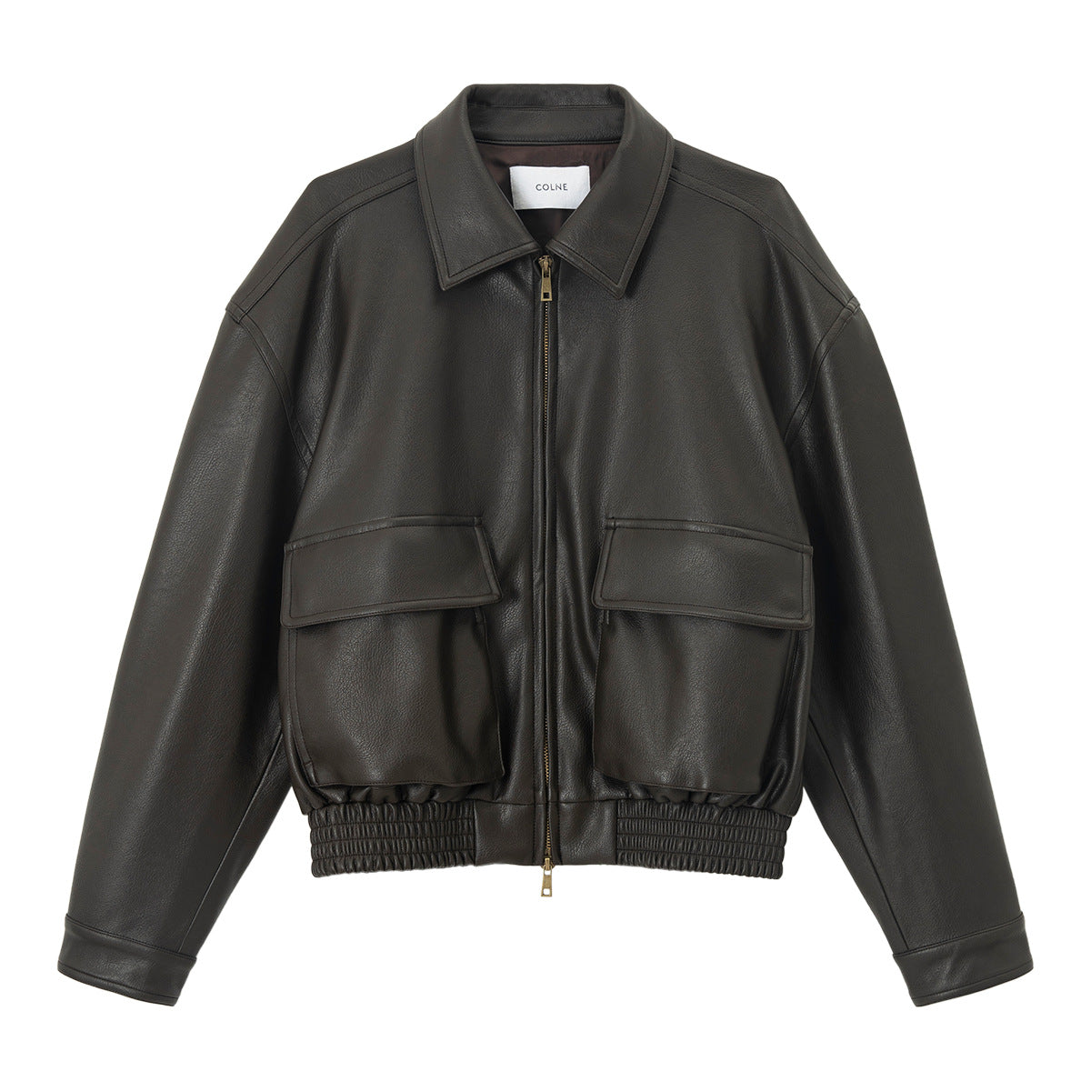 Spring new double-layer large pocket silhouette vintage workwear PU leather jacket jacket