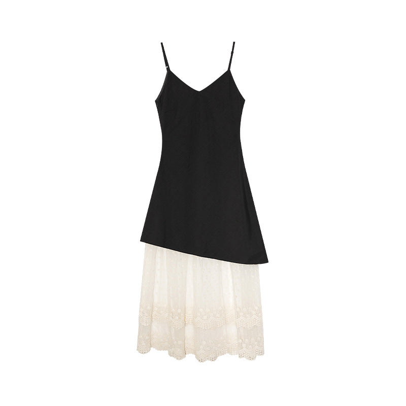 Mesh Splicing V-Neck Maxi Dress