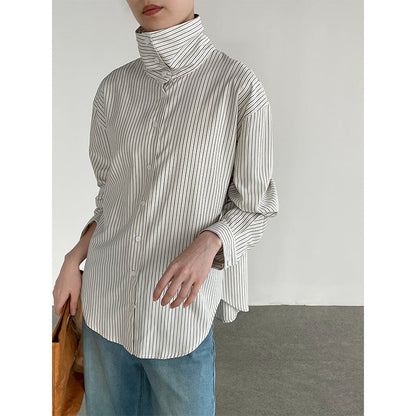 Striped Long Sleeve Loose Cardigan Shirt