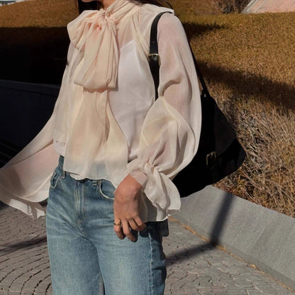 Loose Commuter Thin Lace-Up Shirt