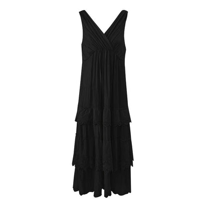 Cake skirt children's temperament sleeveless v-neck dress
