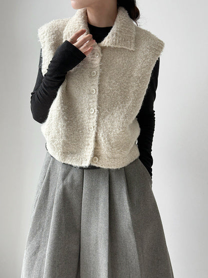 Simple temperament stand-up collar soft waxy wool knitted vest women's autumn new stacked lazy vest