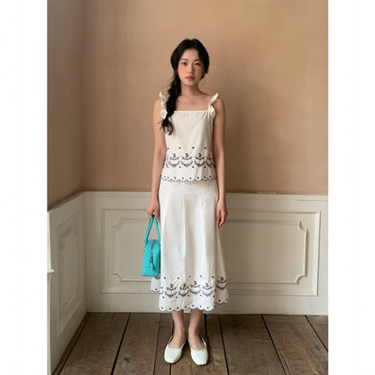 Age-reducing fashion suit women's suspender skirt embroidered two-piece set