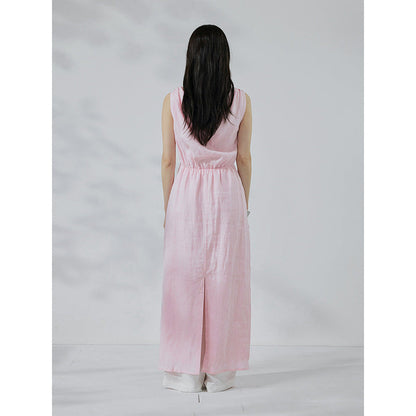 100% linen one-word shoulder dress elegant and thin summer dress