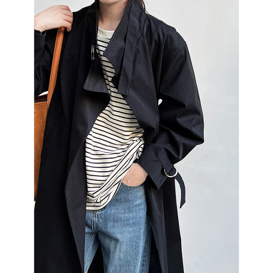 Design~ Autumn high-end British minimalist quiet luxury medium and long knee trench coat