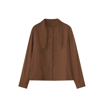 Sweet girl age-reducing rabbit ear lapel long-sleeved cotton shirt