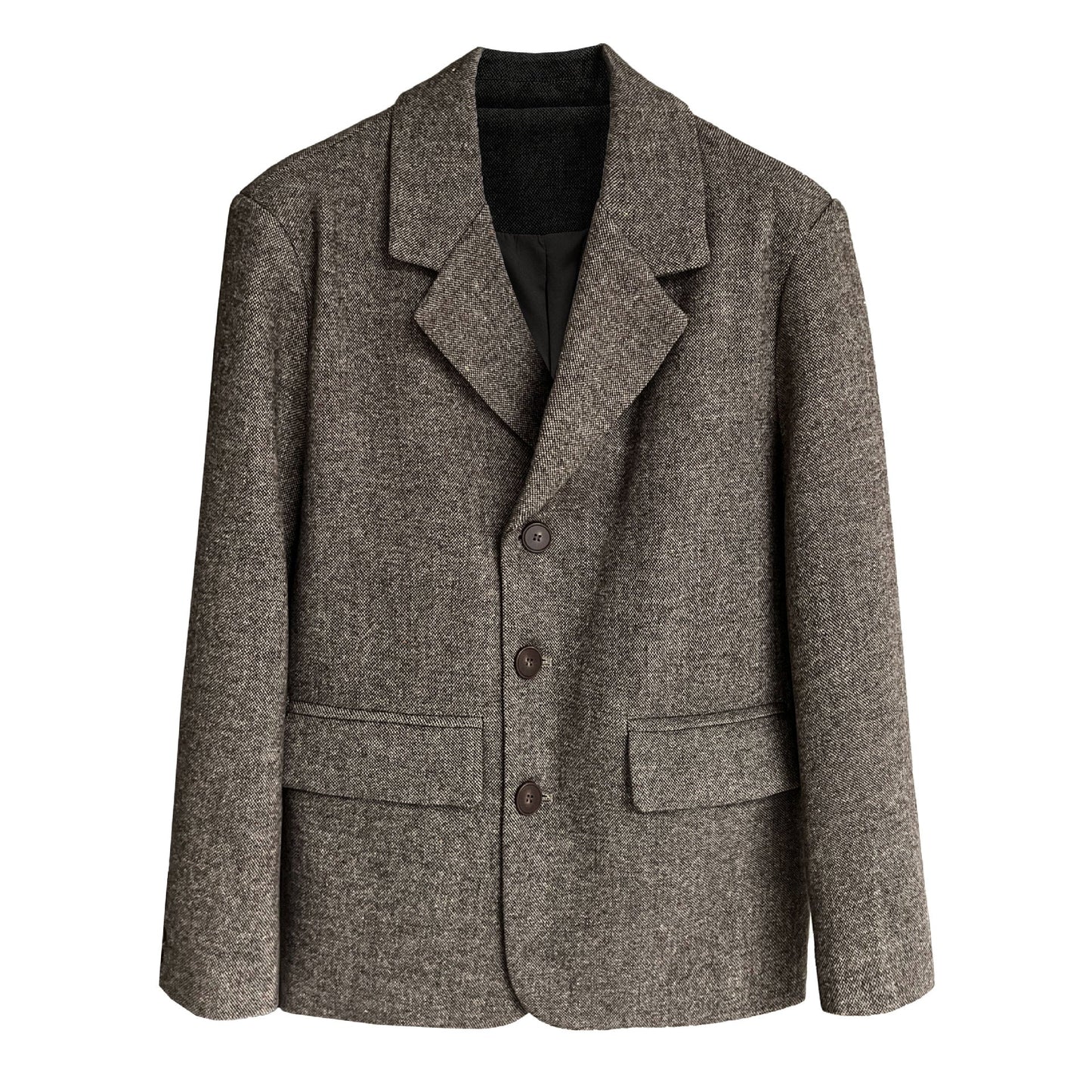 Minimalist high-end autumn and winter wool woolen blazer women's cropped texture tweed coat