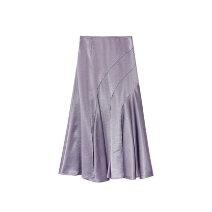 Hip wrap fishtail skirt acetic acid satin skirt