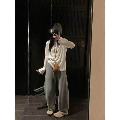 High waist wide leg drawstring sweatpants