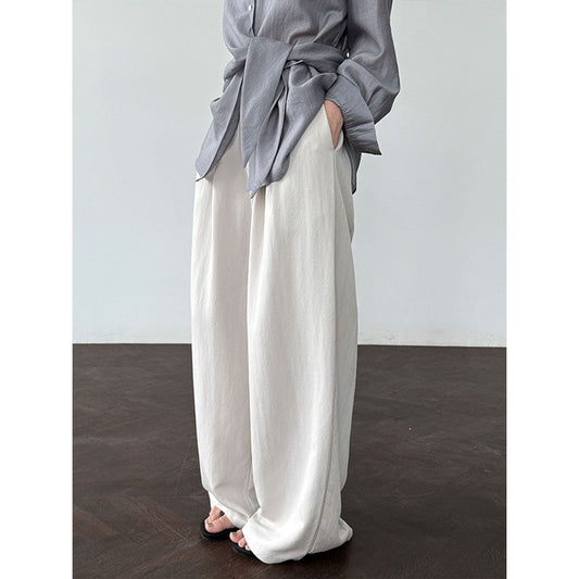 Simple and lazy Yamamoto high-waisted wide-leg trousers women's summer new relaxed imitation Tencel pants