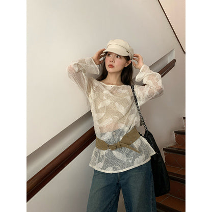 Sheer Feather Lace Top