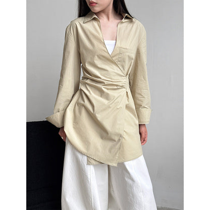 Irregular V-neck shirt
