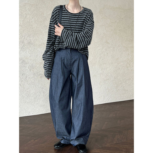 Korean lazy wind silhouette scimitar suit pants women's 2025 autumn new mopping wide-leg trousers 1702